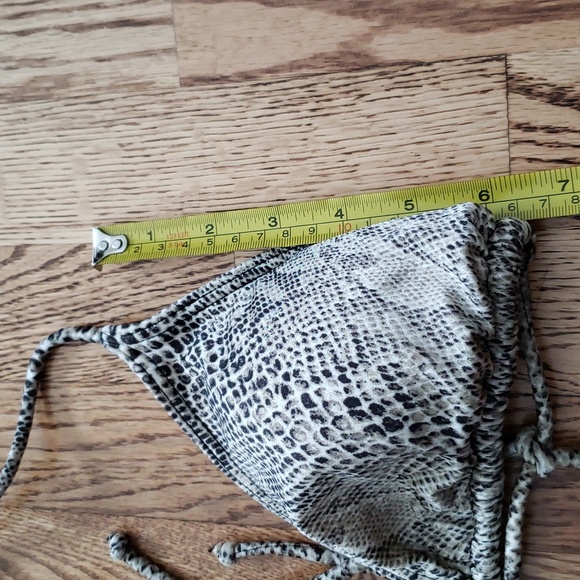 (L) Aqua Rose Reptile Print Triangle Bikini Top Swimwear Beach Vacation Pool - Picture 3 of 7